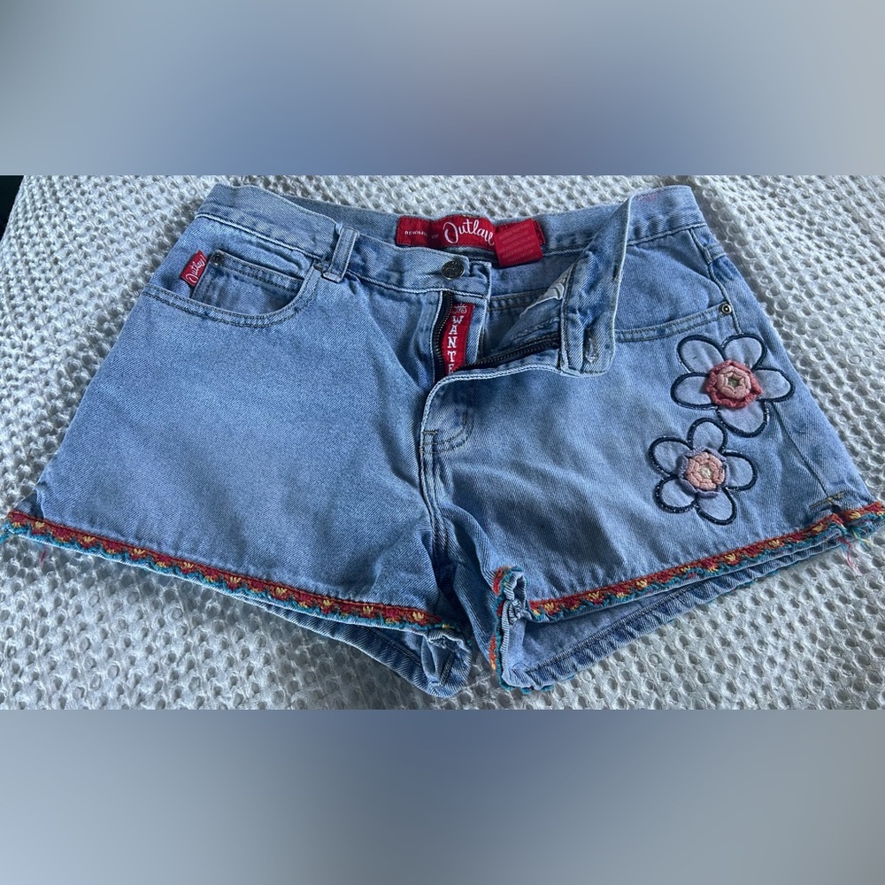 Outlaw Light Blue Floral Jean Shorts